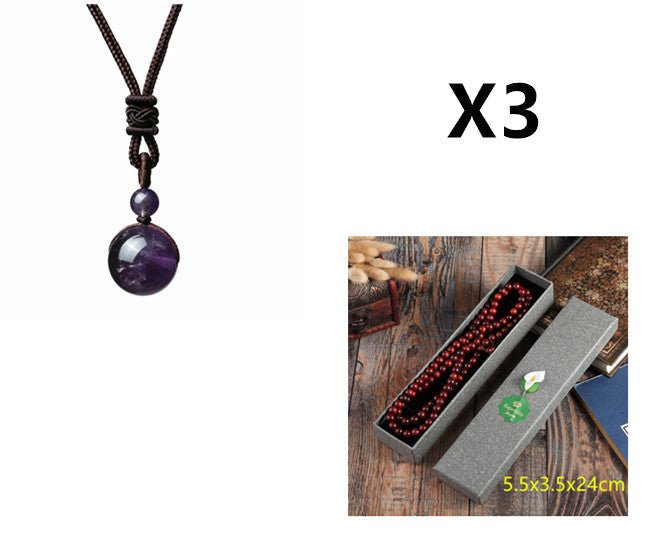 Fashion 16mm Natural Obsidian Pendant Amethyst Necklace For Men And Women | Luxury Home Accessories | Heulog Glow