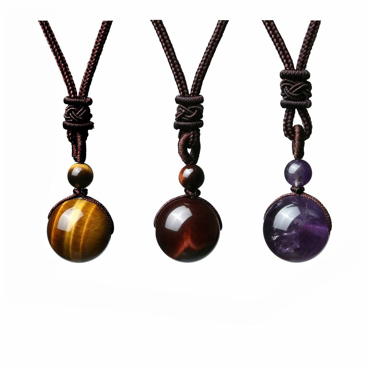 Fashion 16mm Natural Obsidian Pendant Amethyst Necklace For Men And Women | Luxury Home Accessories | Heulog Glow