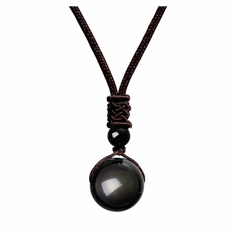 Fashion 16mm Natural Obsidian Pendant Amethyst Necklace For Men And Women | Luxury Home Accessories | Heulog Glow