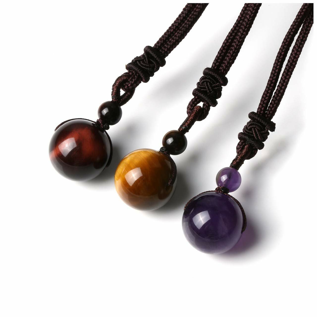 Fashion 16mm Natural Obsidian Pendant Amethyst Necklace For Men And Women | Luxury Home Accessories | Heulog Glow