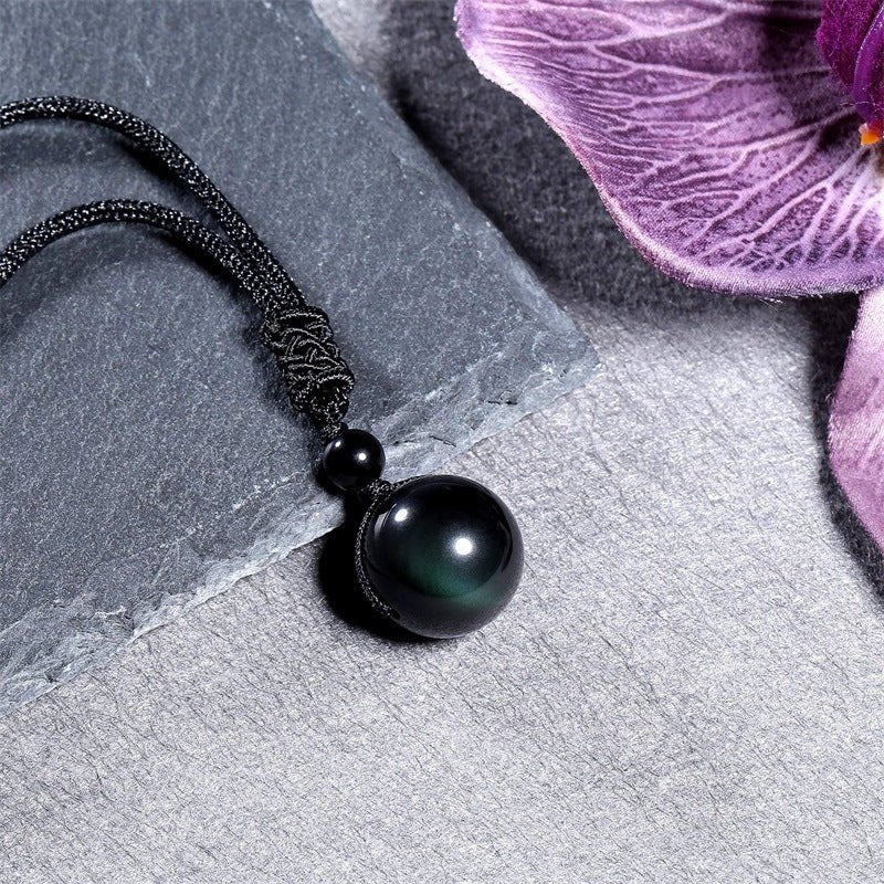 Fashion 16mm Natural Obsidian Pendant Amethyst Necklace For Men And Women | Luxury Home Accessories | Heulog Glow