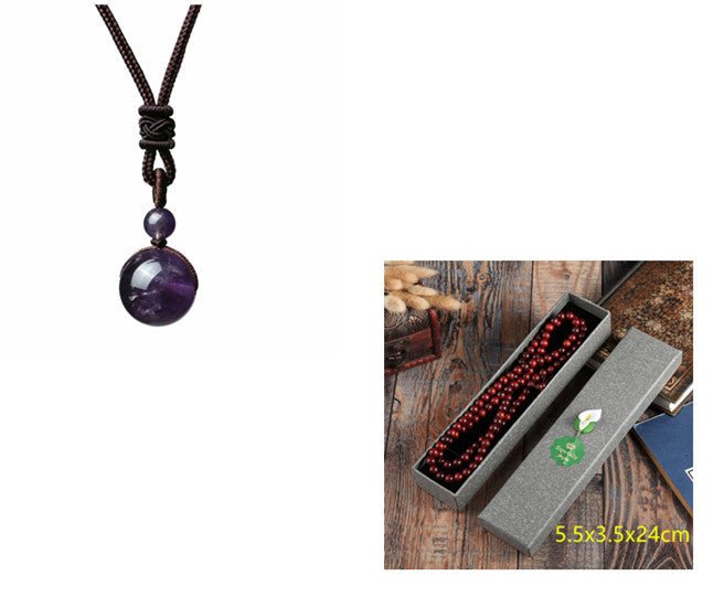 Fashion 16mm Natural Obsidian Pendant Amethyst Necklace For Men And Women | Luxury Home Accessories | Heulog Glow