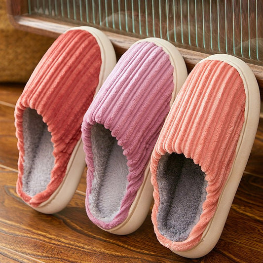Fashion Corduroy Stripe Slippers For Women Warm Winter House Shoes Indoor Floor Bedroom Solid Color Non-slip Plush Slippers | Luxury Home Accessories | Heulog Glow