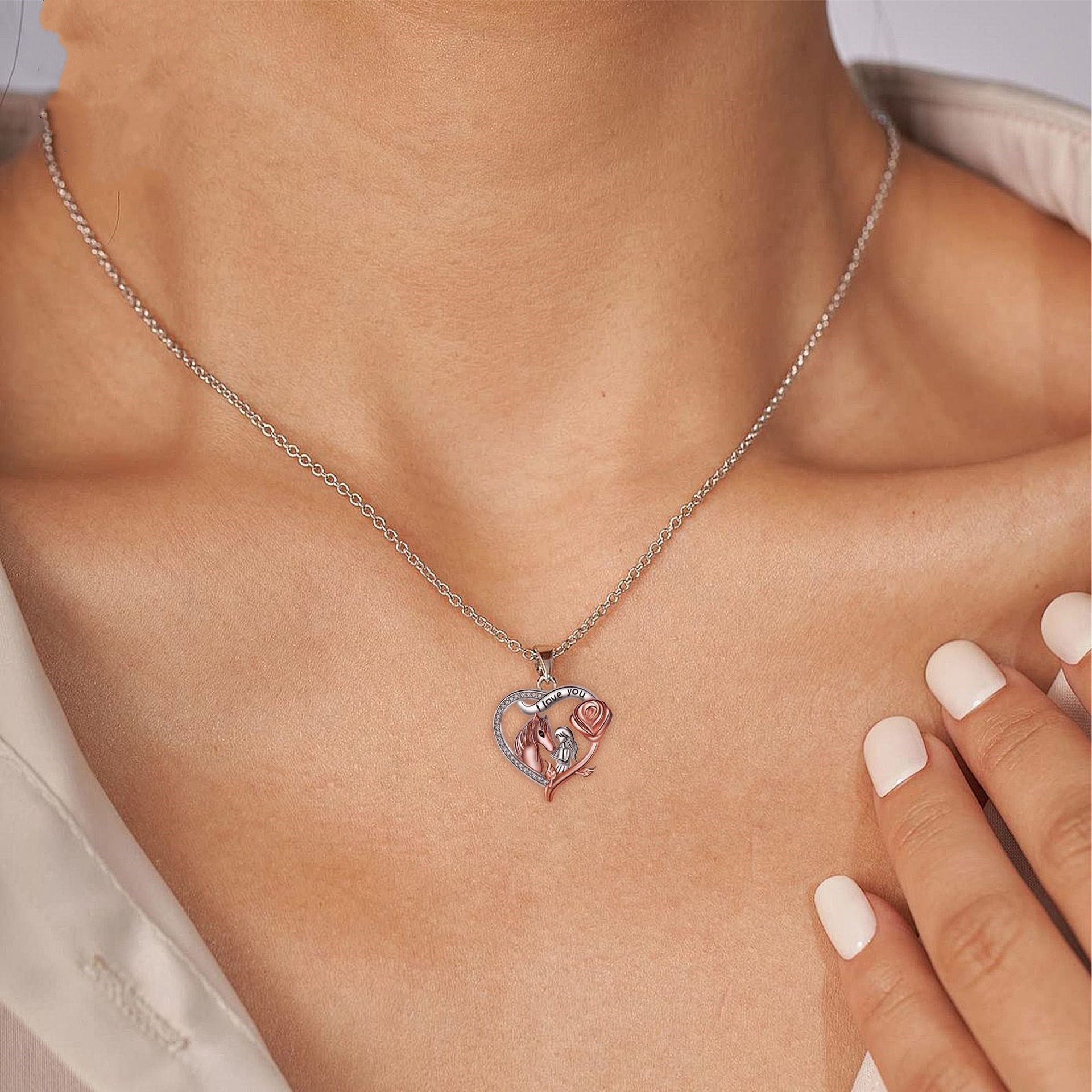 Fashion Girl And Horse Necklace Women's Valentine's Day Gift | Luxury Home Accessories | Heulog Glow