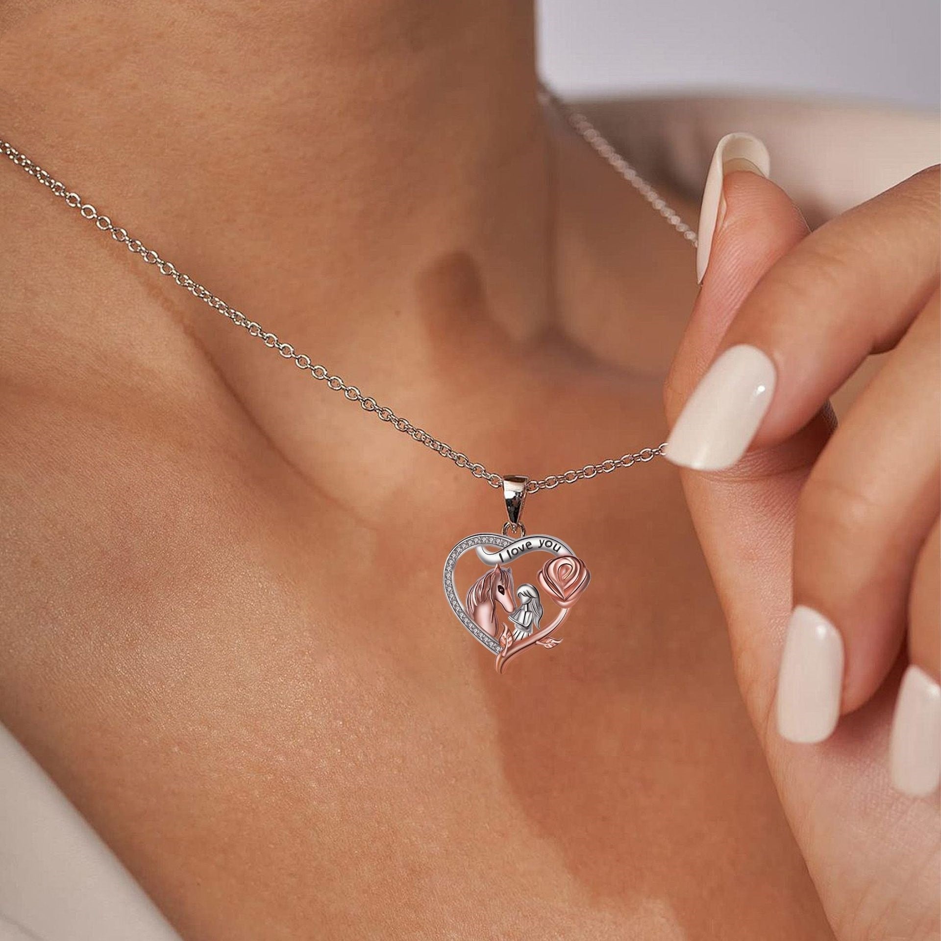 Fashion Girl And Horse Necklace Women's Valentine's Day Gift | Luxury Home Accessories | Heulog Glow