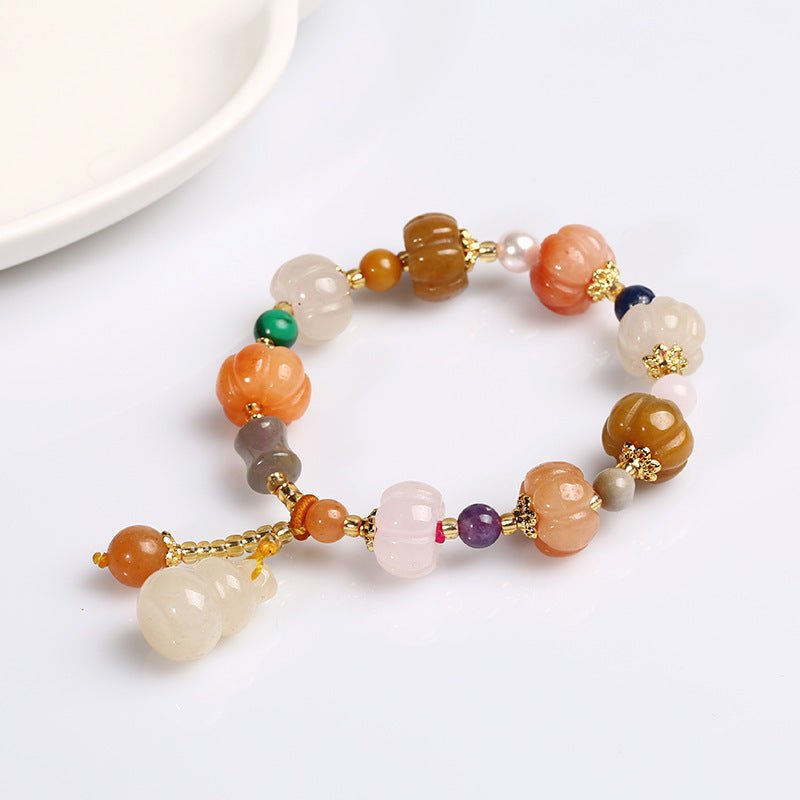 Fashion Golden Silk Jade Lotus Beads Jade Beaded Bracelet | Luxury Home Accessories | Heulog Glow