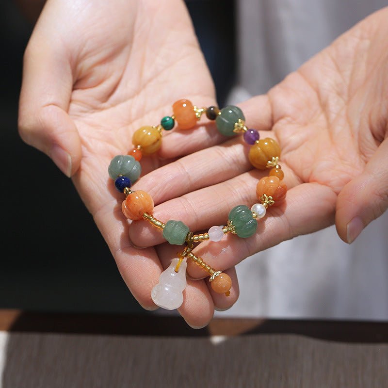 Fashion Golden Silk Jade Lotus Beads Jade Beaded Bracelet | Luxury Home Accessories | Heulog Glow