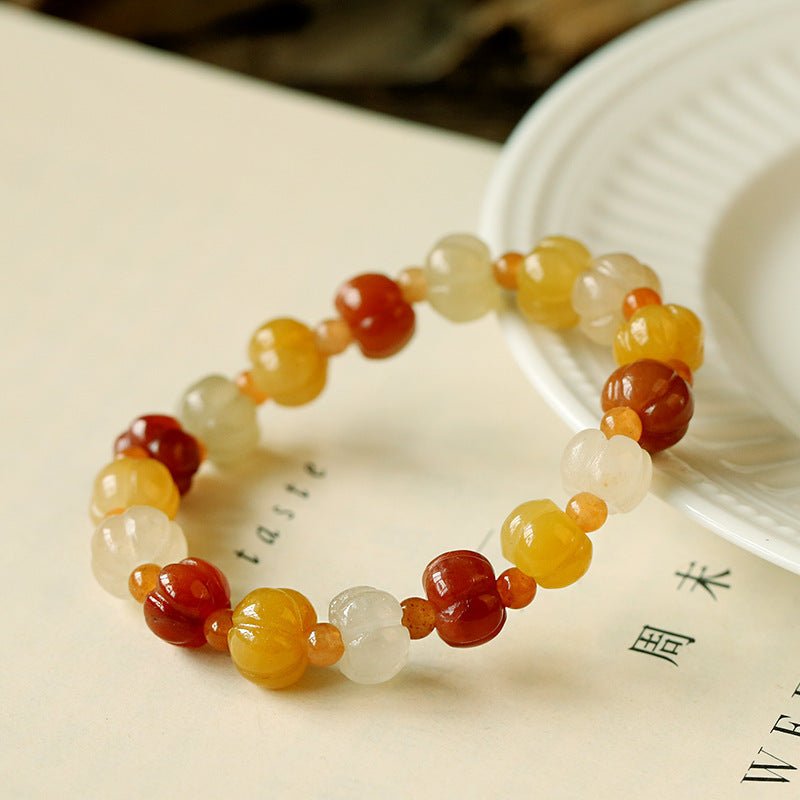 Fashion Golden Silk Jade Lotus Beads Jade Beaded Bracelet | Luxury Home Accessories | Heulog Glow