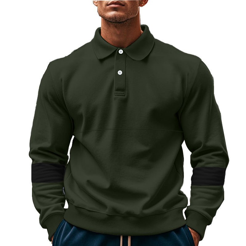 Fashion Long-sleeved Lapel Polo Shirt With Button Men's Loose Casual Sports Top Fall Spring Clothing | Luxury Home Accessories | Heulog Glow