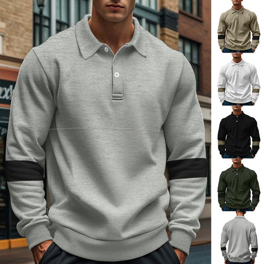 Fashion Long-sleeved Lapel Polo Shirt With Button Men's Loose Casual Sports Top Fall Spring Clothing | Luxury Home Accessories | Heulog Glow