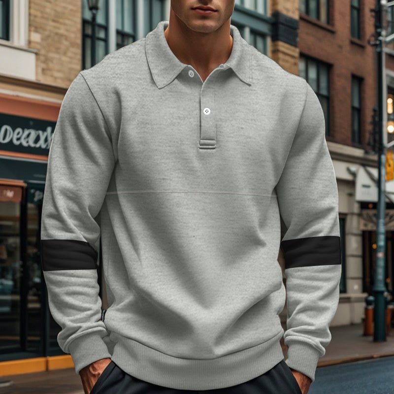 Fashion Long-sleeved Lapel Polo Shirt With Button Men's Loose Casual Sports Top Fall Spring Clothing | Luxury Home Accessories | Heulog Glow