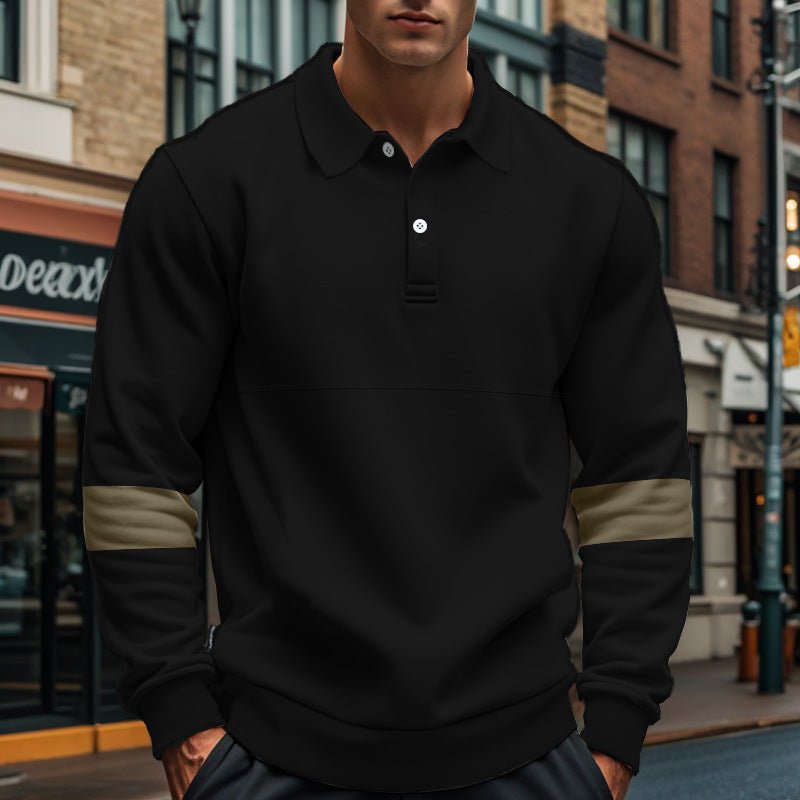 Fashion Long-sleeved Lapel Polo Shirt With Button Men's Loose Casual Sports Top Fall Spring Clothing | Luxury Home Accessories | Heulog Glow
