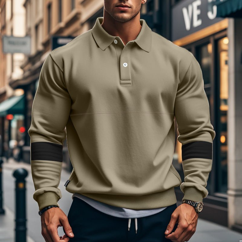 Fashion Long-sleeved Lapel Polo Shirt With Button Men's Loose Casual Sports Top Fall Spring Clothing | Luxury Home Accessories | Heulog Glow