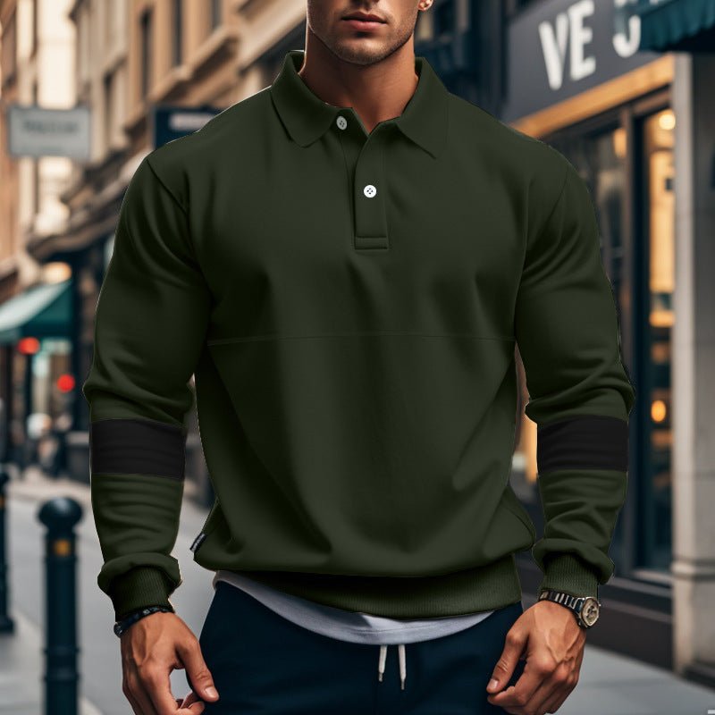Fashion Long-sleeved Lapel Polo Shirt With Button Men's Loose Casual Sports Top Fall Spring Clothing | Luxury Home Accessories | Heulog Glow