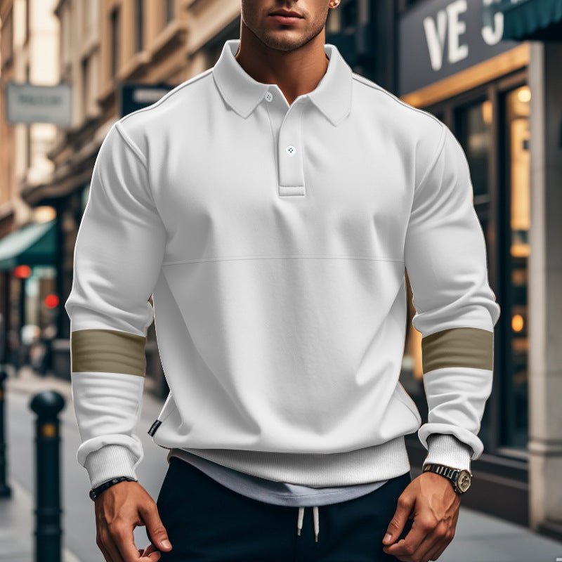 Fashion Long-sleeved Lapel Polo Shirt With Button Men's Loose Casual Sports Top Fall Spring Clothing | Luxury Home Accessories | Heulog Glow