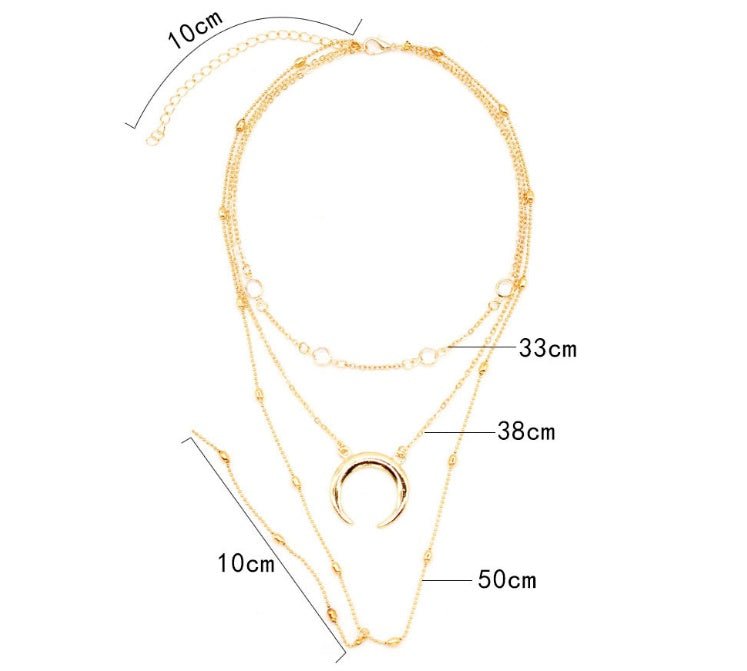 Fashion Multilayer Crescent Moon Choker Necklace With Bead Chain Initial Necklace Pendant On Neck Beads For Jewelry Making | Luxury Home Accessories | Heulog Glow