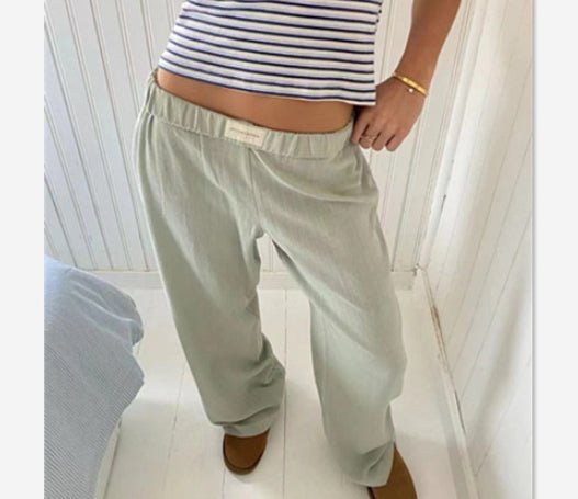 Fashion Y2K Striped Straight Trousers Summer Elastic High Waist Wide Leg Pants For Women | Luxury Home Accessories | Heulog Glow
