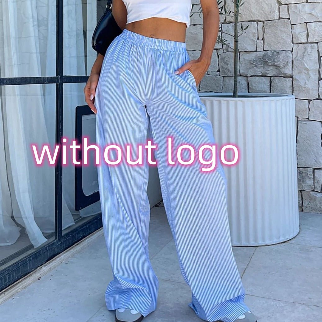 Fashion Y2K Striped Straight Trousers Summer Elastic High Waist Wide Leg Pants For Women | Luxury Home Accessories | Heulog Glow