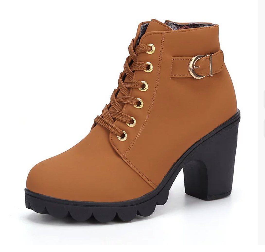 Fashoin Leopard Print Ankle Square Heel Suede Lace-up Zip Boots Women Casual Versatile Shoes Autumn And Winter | Luxury Home Accessories | Heulog Glow