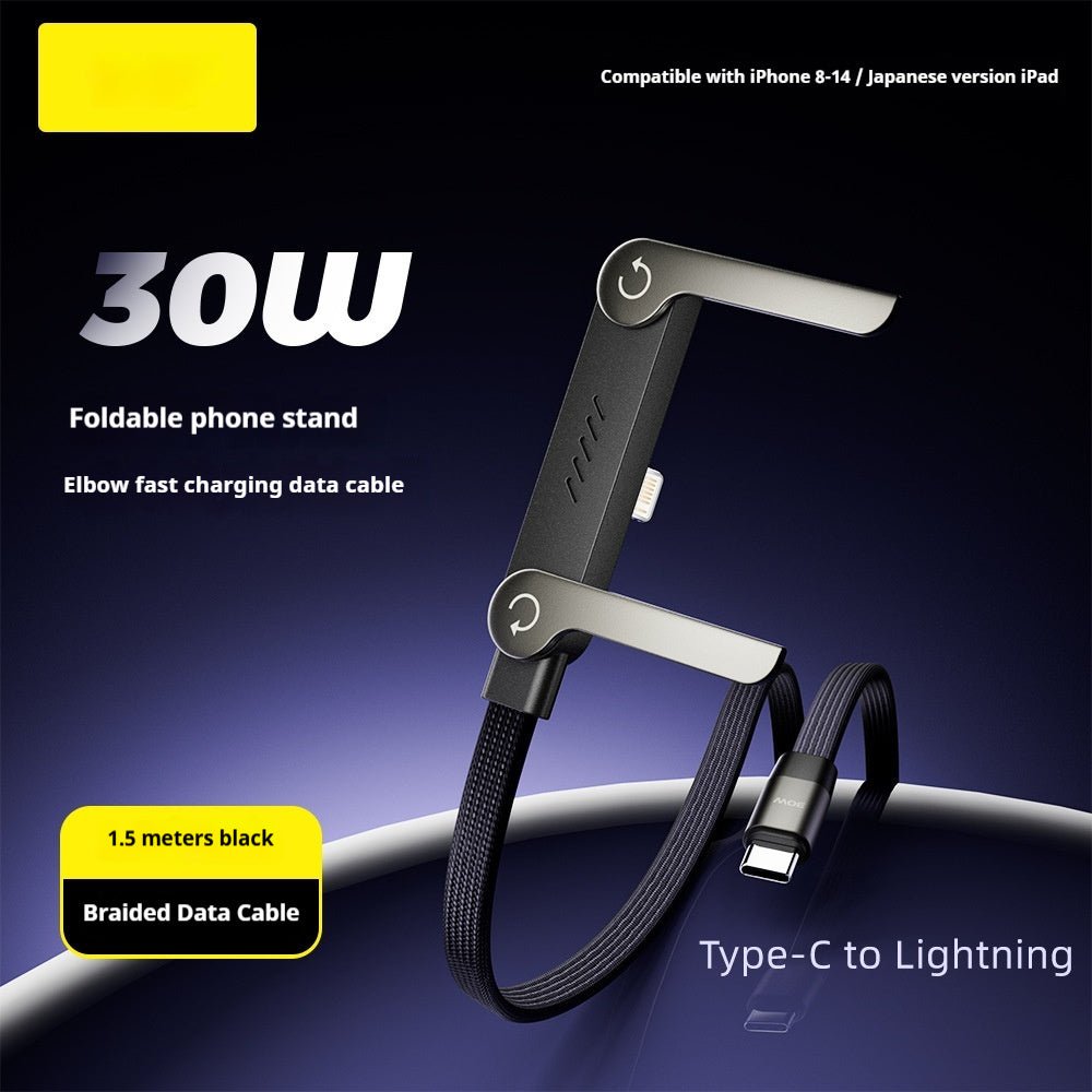 Fast Charging Foldable Bracket Data Cable 2-in-1 Data Wire Foldable Phone Tablet Stand Type-C To Type-C USB-A To Type-C | Luxury Home Accessories | Heulog Glow