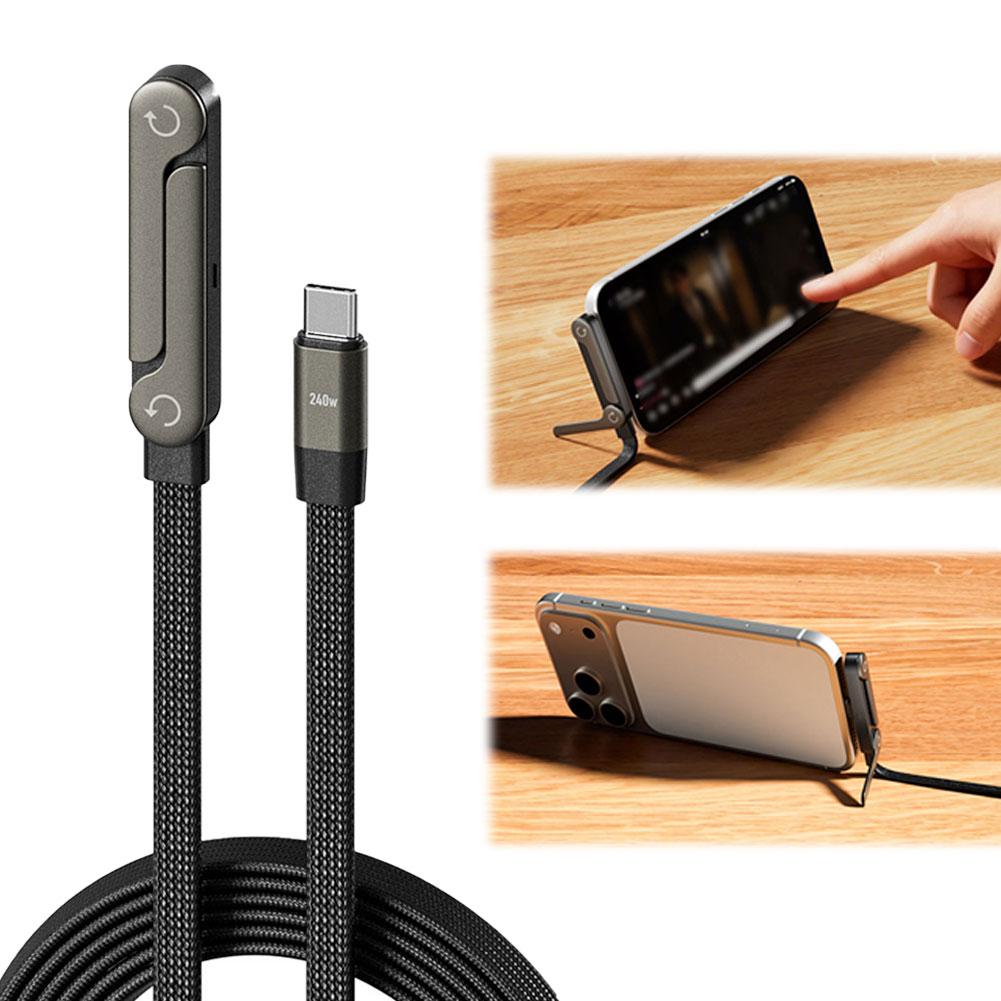 Fast Charging Foldable Bracket Data Cable 2-in-1 Data Wire Foldable Phone Tablet Stand Type-C To Type-C USB-A To Type-C | Luxury Home Accessories | Heulog Glow