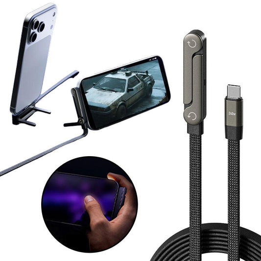 Fast Charging Foldable Bracket Data Cable 2-in-1 Data Wire Foldable Phone Tablet Stand Type-C To Type-C USB-A To Type-C | Luxury Home Accessories | Heulog Glow
