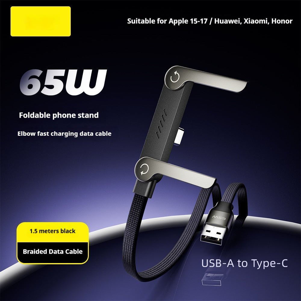 Fast Charging Foldable Bracket Data Cable 2-in-1 Data Wire Foldable Phone Tablet Stand Type-C To Type-C USB-A To Type-C | Luxury Home Accessories | Heulog Glow