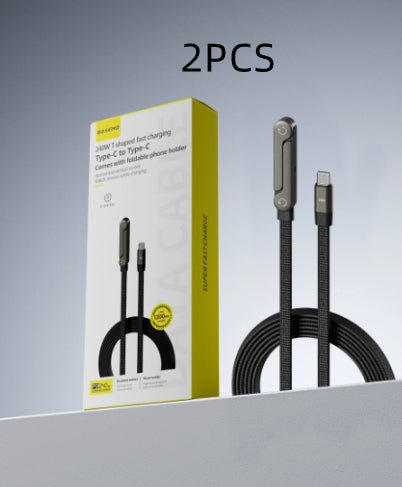 Fast Charging Foldable Bracket Data Cable 2-in-1 Data Wire Foldable Phone Tablet Stand Type-C To Type-C USB-A To Type-C | Luxury Home Accessories | Heulog Glow