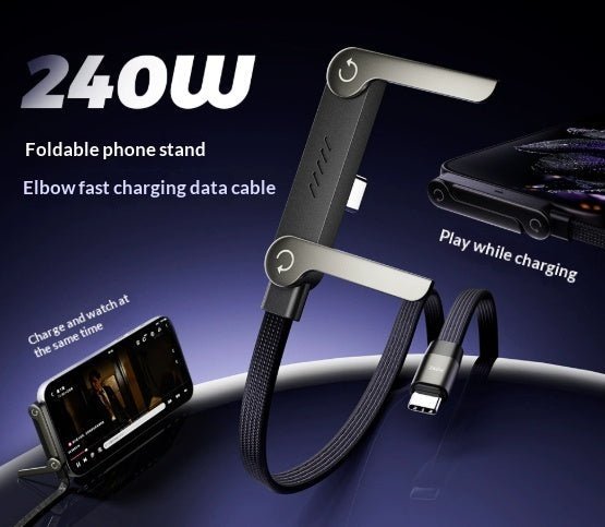 Fast Charging Foldable Bracket Data Cable 2-in-1 Data Wire Foldable Phone Tablet Stand Type-C To Type-C USB-A To Type-C | Luxury Home Accessories | Heulog Glow