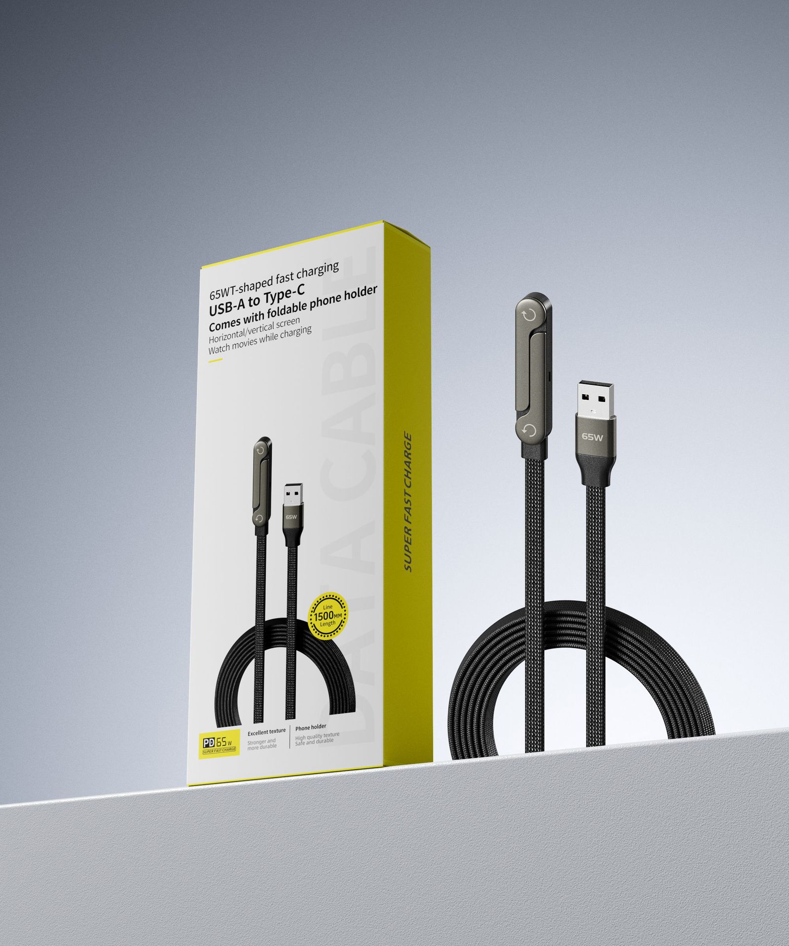 Fast Charging Foldable Bracket Data Cable 2-in-1 Data Wire Foldable Phone Tablet Stand Type-C To Type-C USB-A To Type-C | Luxury Home Accessories | Heulog Glow