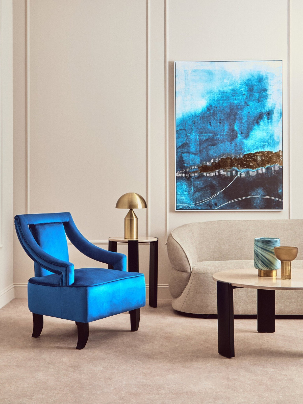 Faye Midnight Blue Velvet Chair | Luxury Home Accessories | Heulog Glow