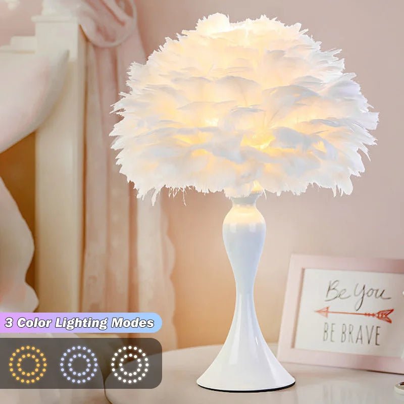 Feather Table Lamp LED Night Light Modern Creative | Luxury Home Accessories | Heulog Glow