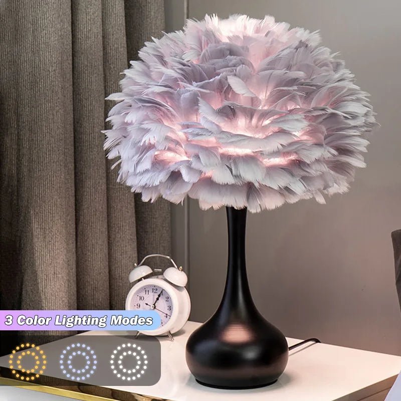 Feather Table Lamp LED Night Light Modern Creative | Luxury Home Accessories | Heulog Glow