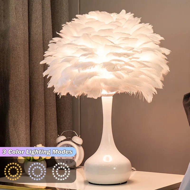 Feather Table Lamp LED Night Light Modern Creative | Luxury Home Accessories | Heulog Glow