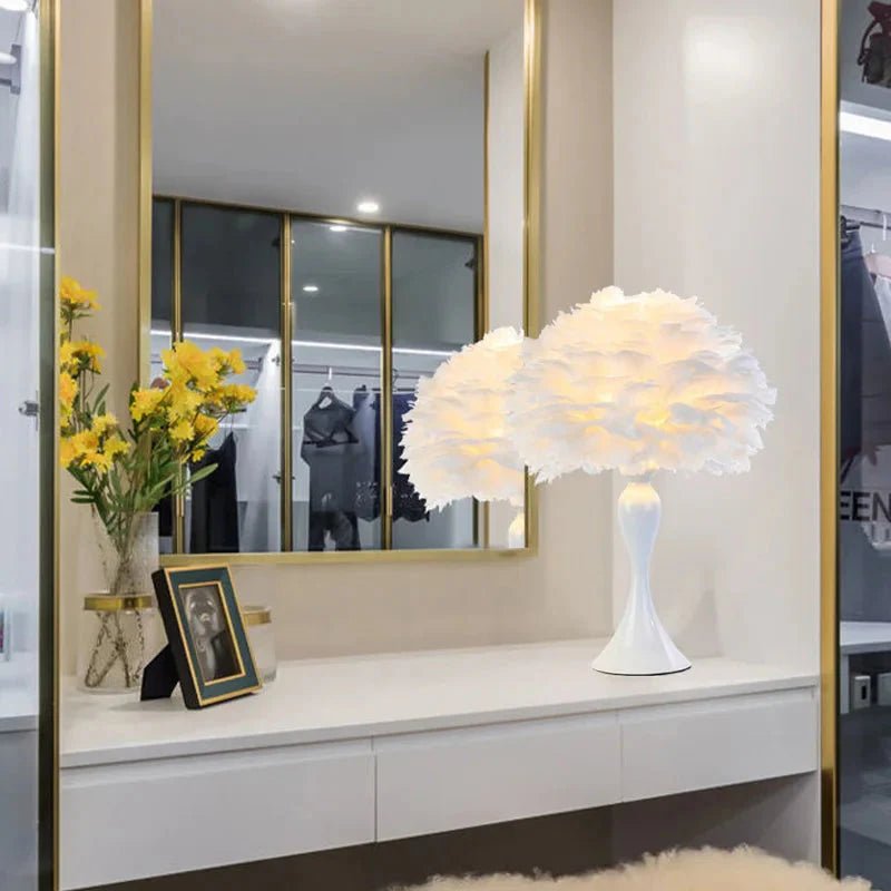 Feather Table Lamp LED Night Light Modern Creative | Luxury Home Accessories | Heulog Glow