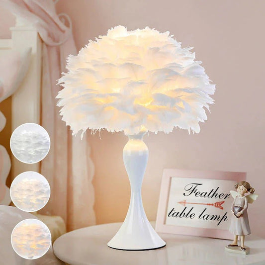 Feather Table Lamp LED Night Light Modern Creative | Luxury Home Accessories | Heulog Glow