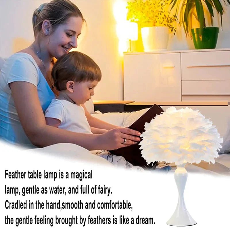 Feather Table Lamp LED Night Light Modern Creative | Luxury Home Accessories | Heulog Glow
