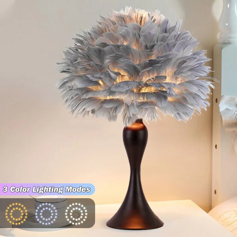 Feather Table Lamp LED Night Light Modern Creative | Luxury Home Accessories | Heulog Glow
