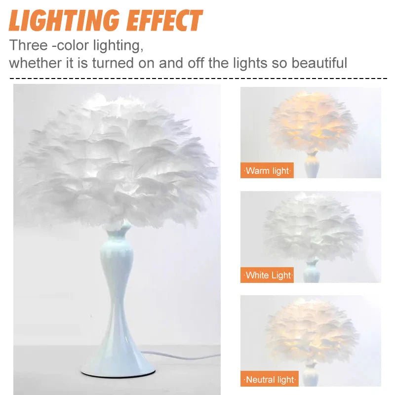 Feather Table Lamp LED Night Light Modern Creative | Luxury Home Accessories | Heulog Glow