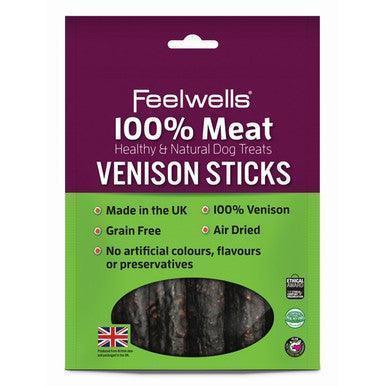 Feelwells 100% Meat Treats Venison Sticks 100g | Luxury Home Accessories | Heulog Glow