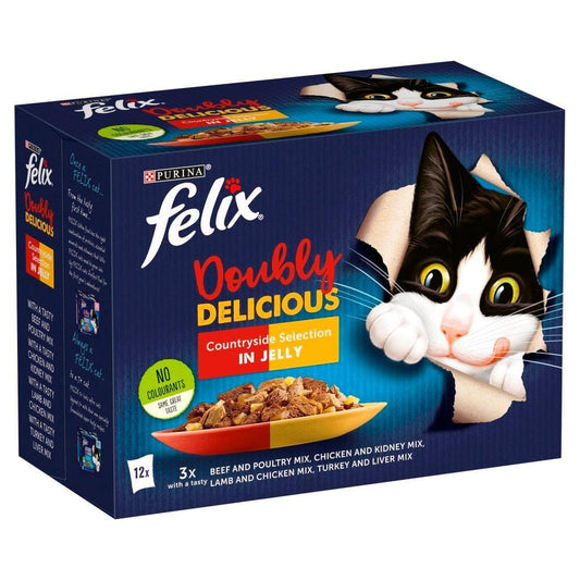Felix Doubly Delicious Countryside Selection in Jelly 12 x 100g | Luxury Home Accessories | Heulog Glow