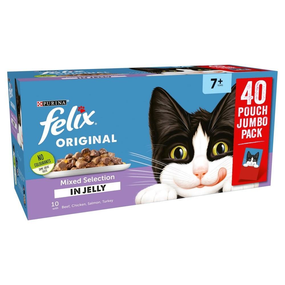 Felix Original Senior 7+ Mixed Selection (Chicken) in Jelly Pouches 40 x 100g | Luxury Home Accessories | Heulog Glow