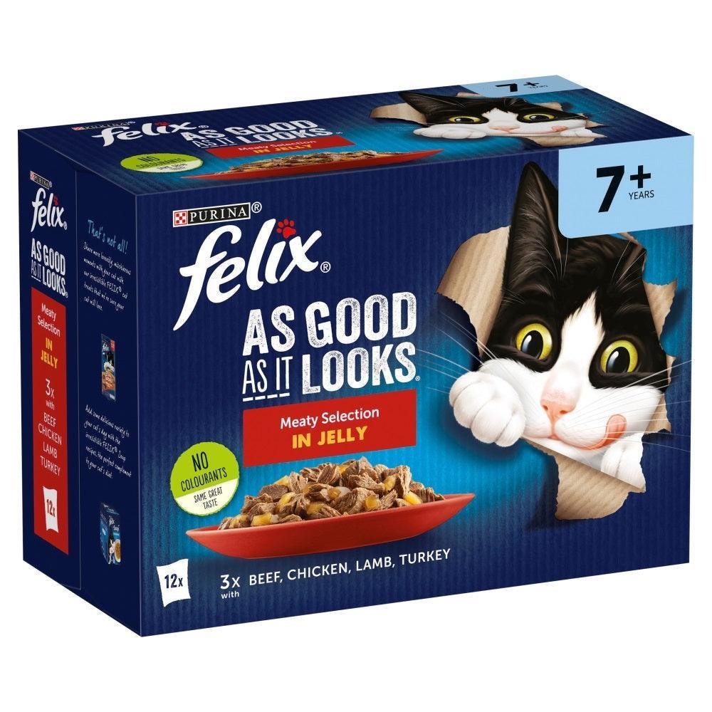 Felix Pouch As Good As It Looks Senior Meat in Jelly 4 x 12 x 100g | Luxury Home Accessories | Heulog Glow