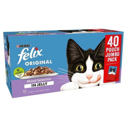 Felix Pouch Mixed Selection in Jelly 40 x 100g | Luxury Home Accessories | Heulog Glow