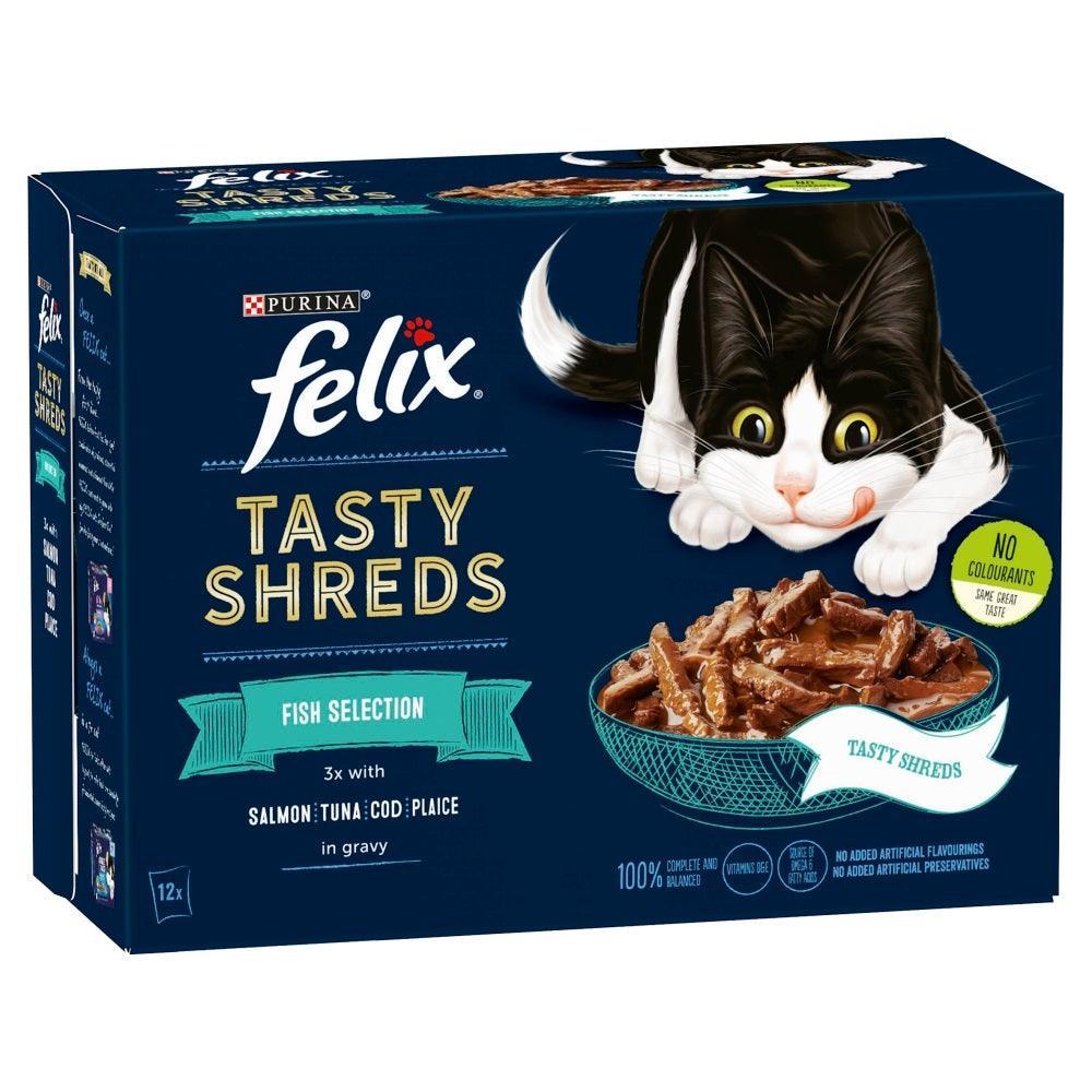 Felix Pouches Tasty Shreds Fish Selection in Gravy 12 x 80g | Luxury Home Accessories | Heulog Glow