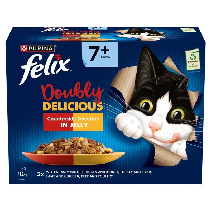 Felix Senior As Good As It Looks Pouches Doubly Delicious 7+ Meat 85g x 12 | Luxury Home Accessories | Heulog Glow