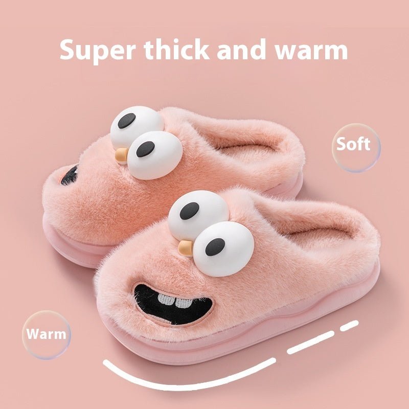 Female Warm Indoor Cartoon Big Eye Dog Cotton Slippers | Luxury Home Accessories | Heulog Glow