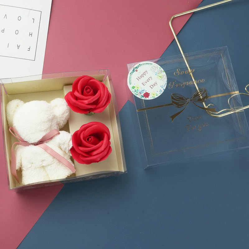 Festival Present Towel Bear Gift Box Teacher's Day Gift Soap Flower Transparent Gift | Luxury Home Accessories | Heulog Glow