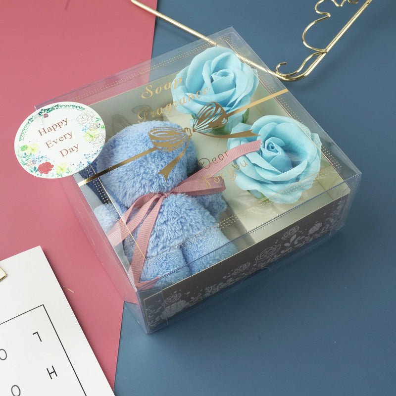 Festival Present Towel Bear Gift Box Teacher's Day Gift Soap Flower Transparent Gift | Luxury Home Accessories | Heulog Glow