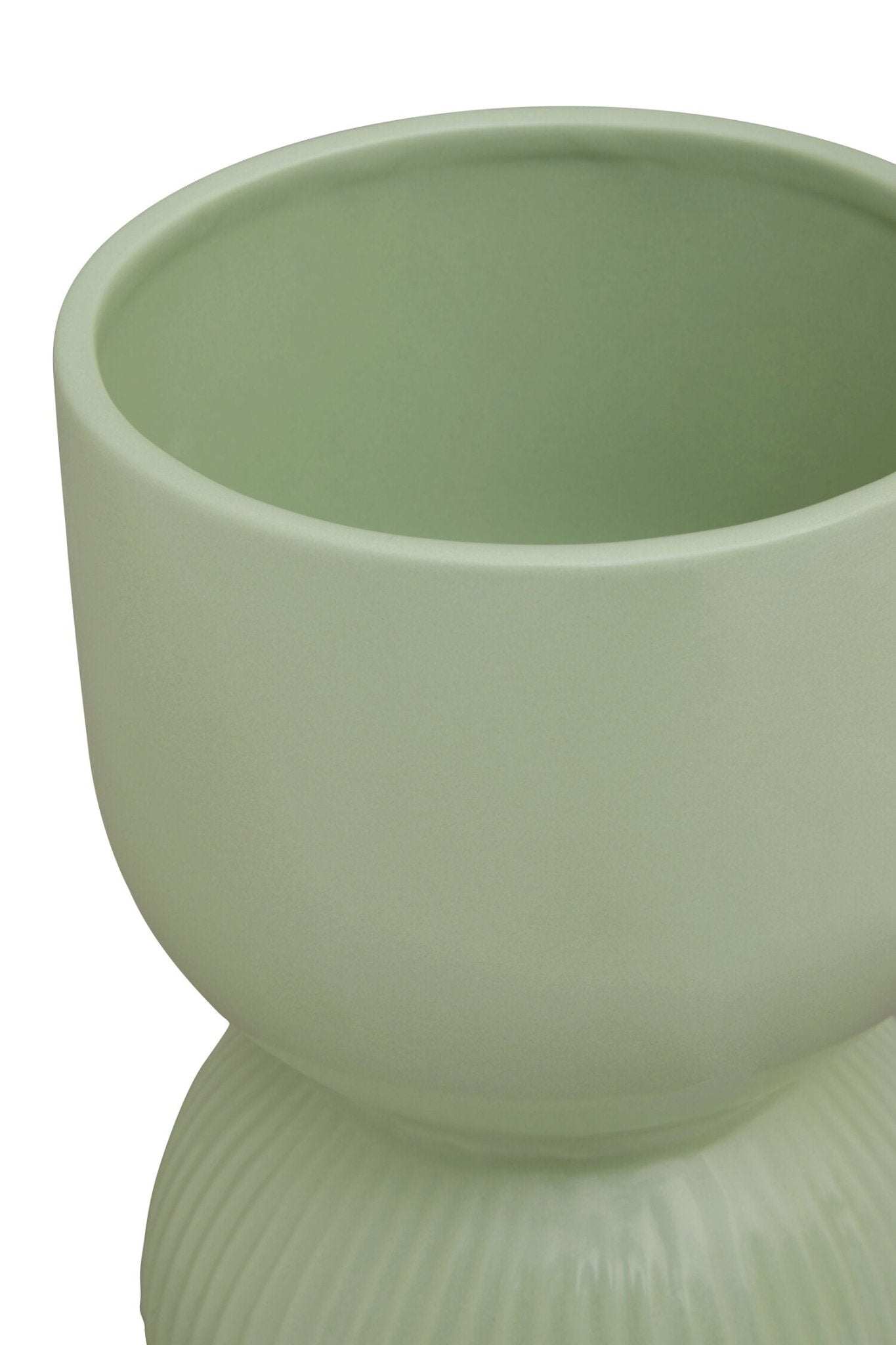 Fia Sage Green Ribbed Ceramic Planter | Luxury Home Accessories | Heulog Glow